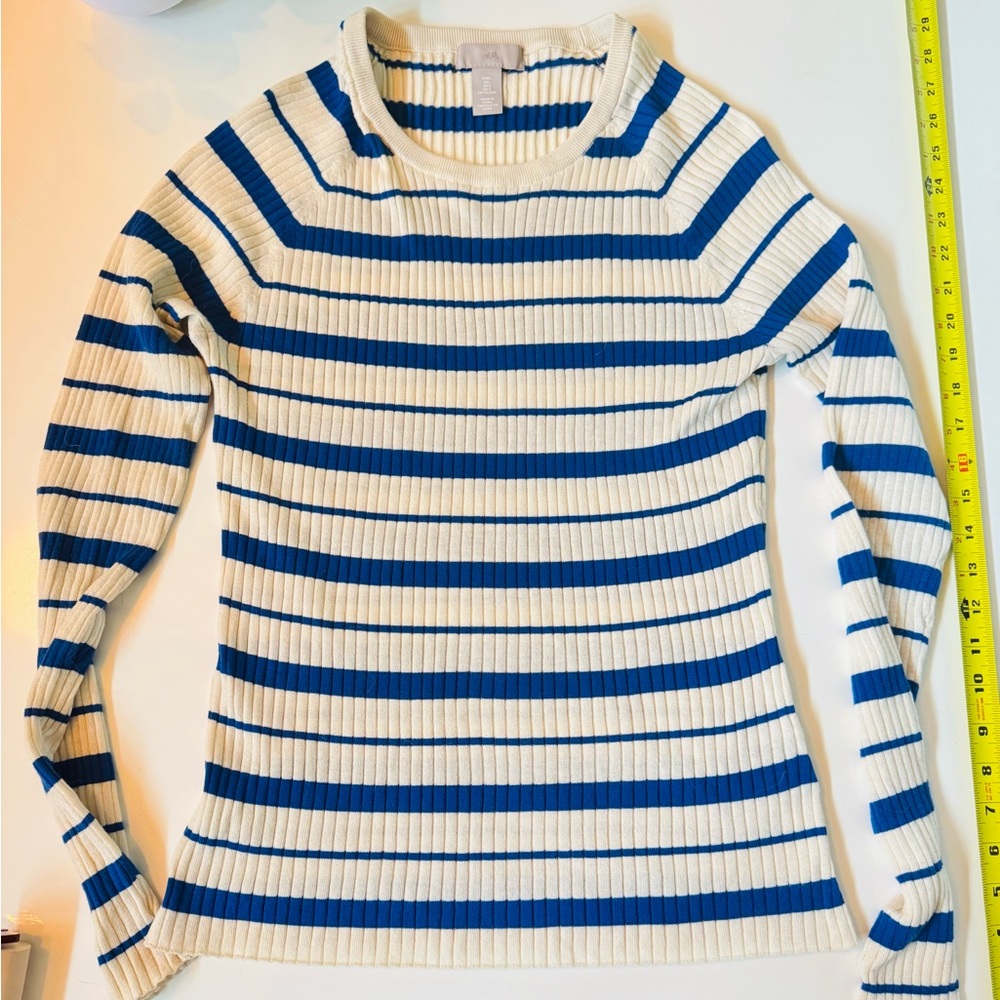 H&M Striped Ribbed Knit Sweater